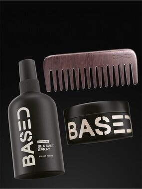 BASED Bodyworks Beachy Flow Duo Sea Salt Spray + Pomade + Bonus Wood Comb